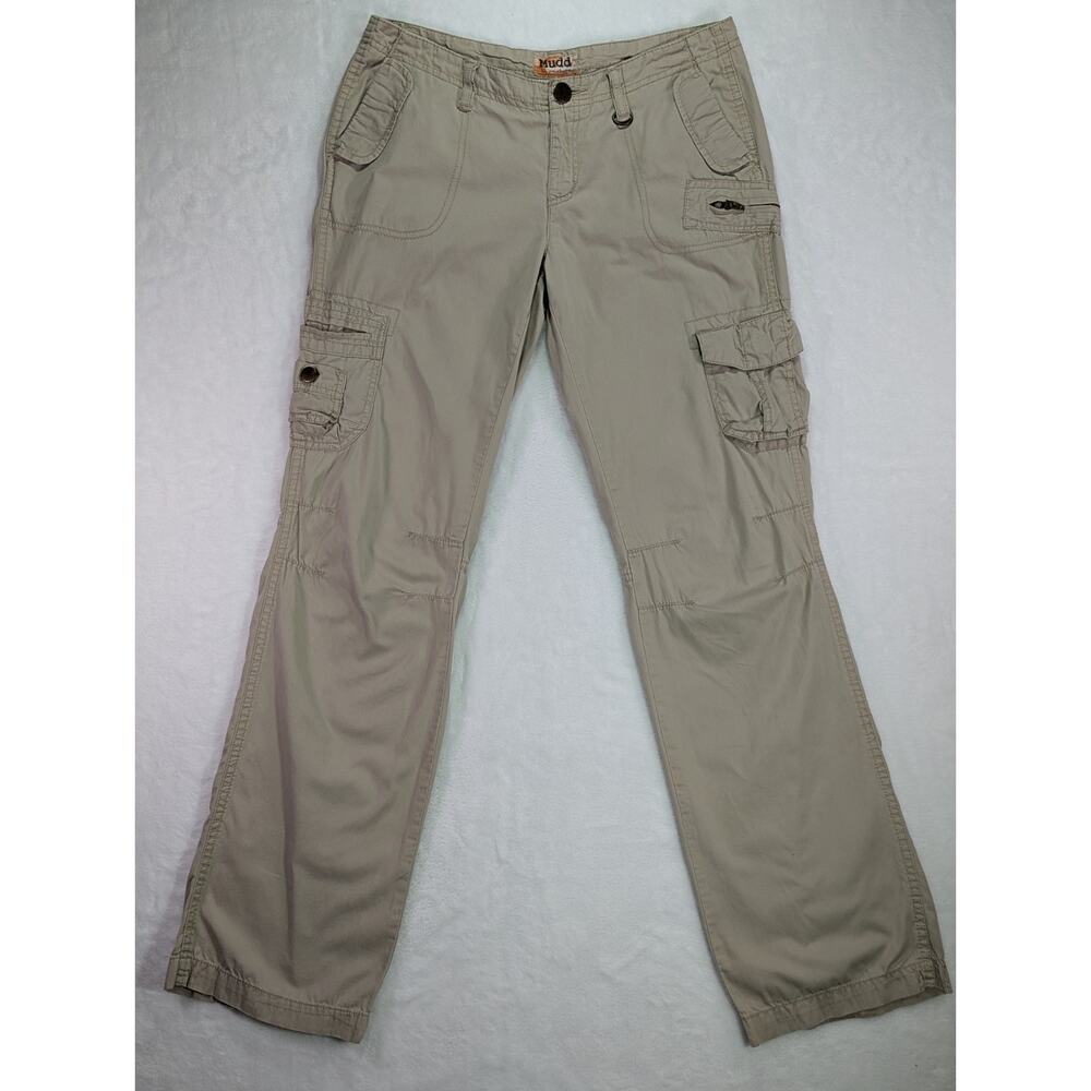 Mudd Juniors Sz 7 Cotton Straight Leg Khaki Cargo Pants VTG Y2K